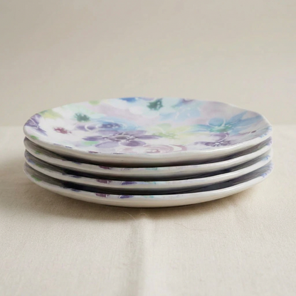 Watercolor Wisteria Floral Dinner Plates, Set of 4