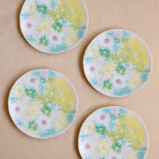 Watercolor Meadow Floral Salad Plates, Set of 4