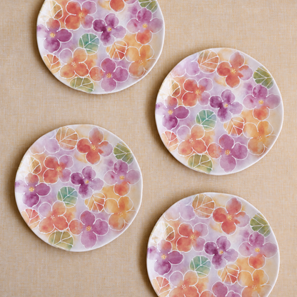 Watercolor Wildflower Floral Salad Plates, Set of 4